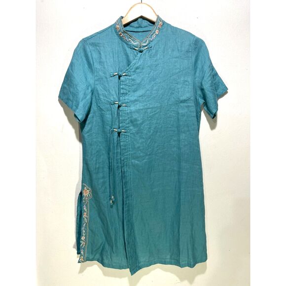 Senyu authentic oriental linen Qipao dress embroidery mandarin collar womenS New - Picture 1 of 7